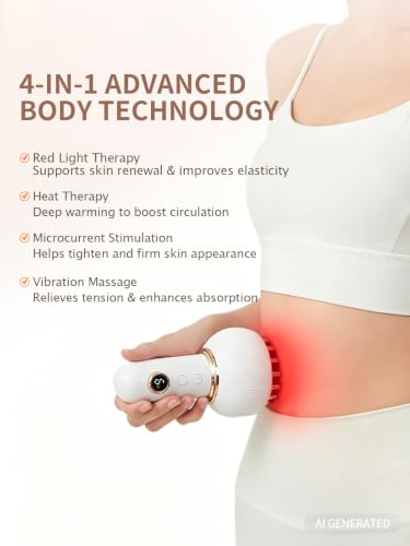 Lymphatic Drainage Massager & Anti Cellulite Massage Tool, Helps Reduce Stretch Marks & Cellulite, for Legs, Arms & Belly, Body Sculpting Machine with Light, Heat & Vibration-G08