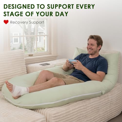 QUEEN ROSE Extra Long Body Pillow, Cooling Pregnancy Pillows for Sleeping - color: Green