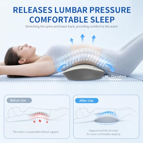 Lumbar Support Pillow for Bed Sleeping - Lower Pillow for Back Pain Relief