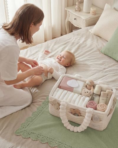 Blissful Diary Flannel Diaper Caddy Organizer & Gift Packaging, Cream Beige - color: Cream Beige