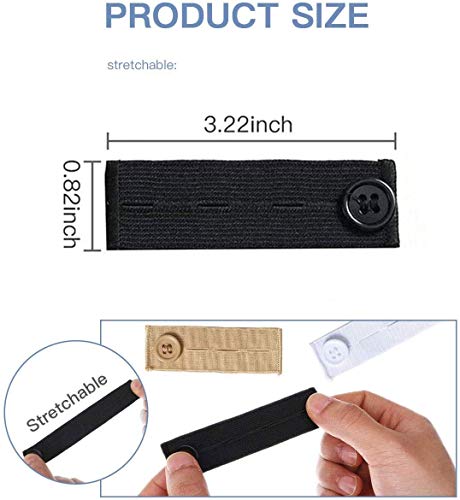 4 Pack Premium Elastic Waist Extenders - Adjustable Button Extender for Maternity & Casual Pants