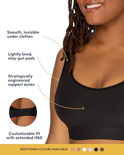Fruit of The Loom Women's 2-Pack Full Coverage Wireless Bra w/ Built In Pads - All Day Comfort - color: Olive Night/Black Hue, size: 3X-Large