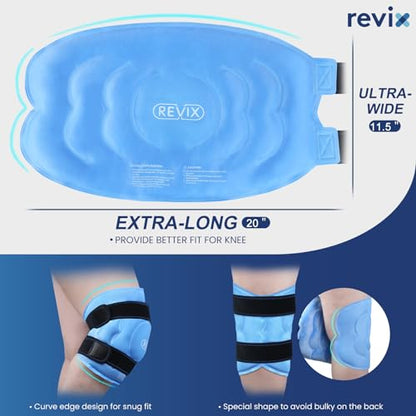 REVIX 20" XXXL Ice Knee Wrap, Extra Large Reusable Cold Compress, 2 Packs - style: Blue-2 Packs