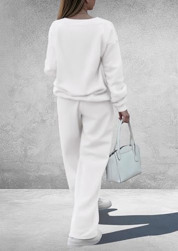 PRETTYGARDEN Womens 2 Piece Outfits Fall Sweatsuits - color: White, size: XX-Large