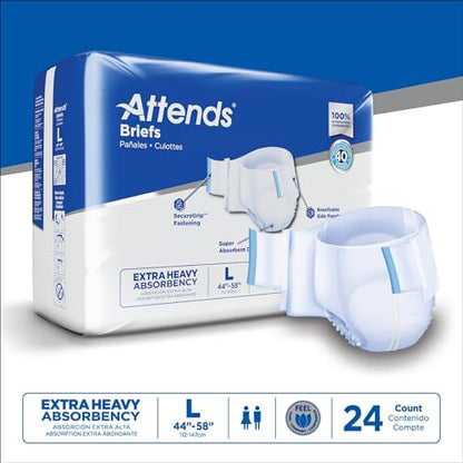 Attends Adult Incontinence Briefs, Large, Heavy Absorbency, 24ct Bag - size: Large (24 Count)