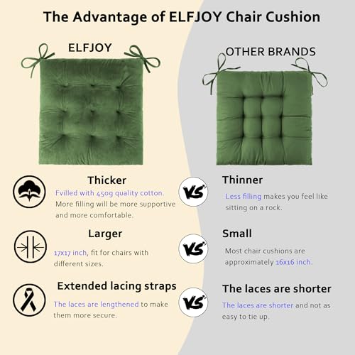 ELFJOY Rocking Chair Cushions Tufted High Back and Seat Cushion Green - color: Green
