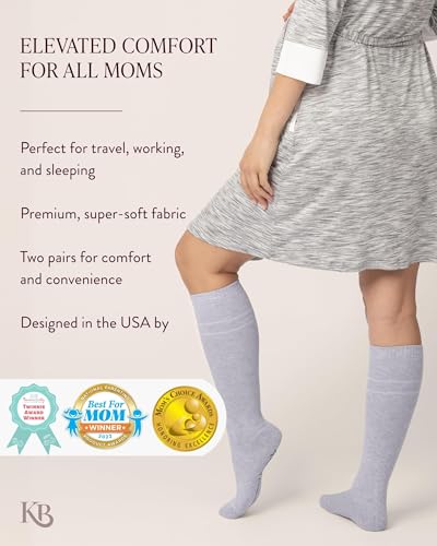 Kindred Bravely Maternity Compression Socks for Pregnancy Knee High, 2 Pack - color: 2pack-pink & Grey Heather, size: Extra Wide