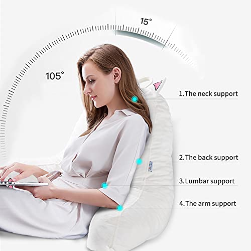 SUNSIDE Cat Reading Pillow,Detachable Back with Arms for Sitting Up Bed - color: White
