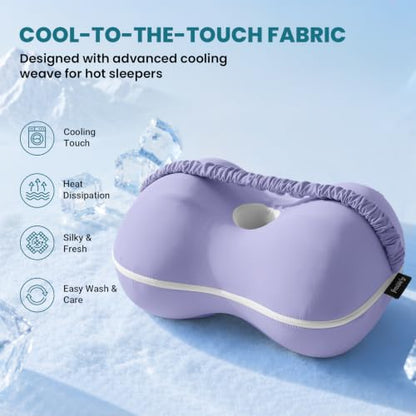 Knee Pillow for Side Sleepers - Smooth Spine Alignment Pillow, Memory Foam Knee Pillows for Back Hip Pain, Spine Aligning, Sciatica, Surgery Recovery, Pregnancy - color: Purple-regular