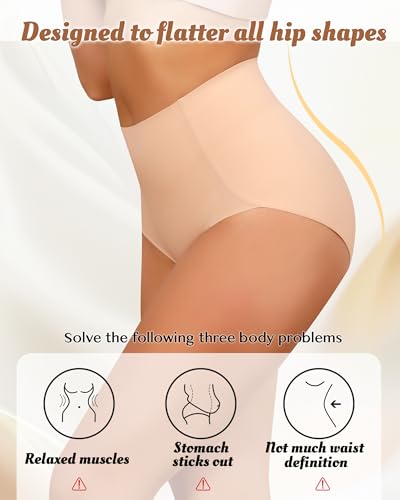 LEVAO Women's Tummy Control Underwear High Waisted Seamless Panties 4 Pack - color: Nude, size: Small