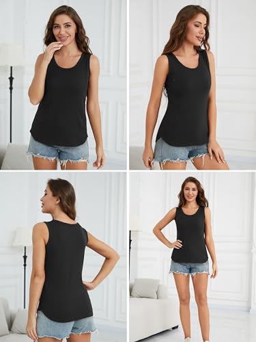 Ecavus Nursing Tank Tops for Breastfeeding, Ribbed Shirt with Hidden Zipper - color: Black+green+apricot, size: Small