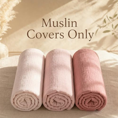 3 Pack Muslin Baby Lounger Covers, Covers Only, 35.5" x 20" - color: 3 Pack Pink