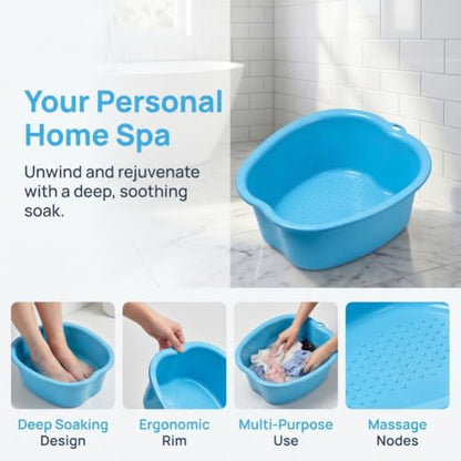 Ytterbium Foot Soaking Basin, Large Massage Foot Soaking Tub-Blue - color: Blue