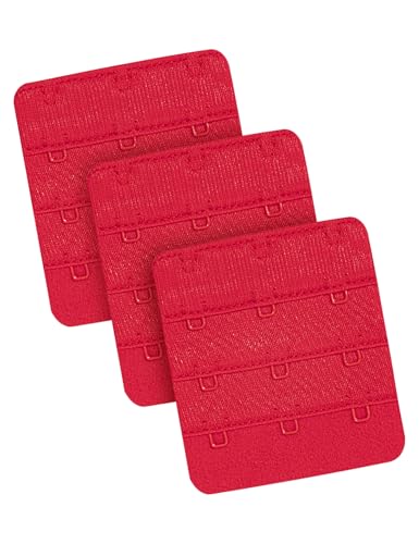Wingslove Womens Bra Extender Bra Band Breathing room 3pcs-Pack Multi-size - color: Red, 3 Hook 3/4 Inch