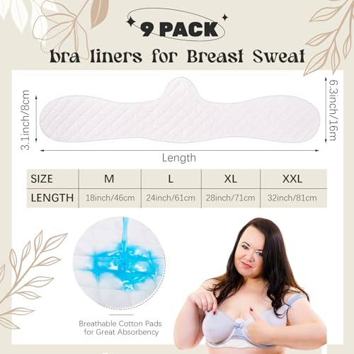 Boyiee 9 Pcs Bra Liners for Sweat - color: White, size: XX-Large