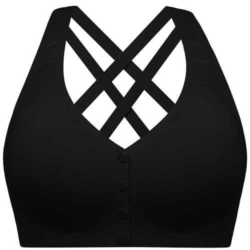Angelhood Front Closure Racerback Jelly Bras for Women No Underwire - color: Black, size: Small