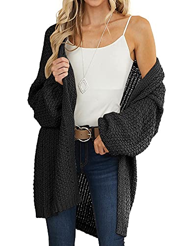Maroway Womens Oversized Long Cardigan Open Front Knit Sweater - color: Black, size: XX-Large