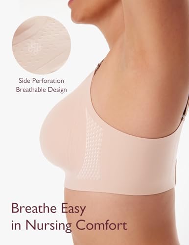 Momcozy Nursing Bra, 3.0 Jelly Strip Lift Support Wireless Maternity Bra - size: X-Large Plus
