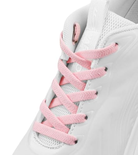 Teskyer Elastic Shoe Laces, No Tie Shoelaces for Sneakers, 2 Pairs - color: Pink