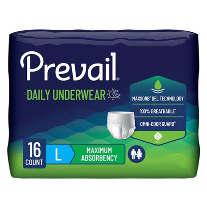 Prevail Daily Unisex Underwear Maximum Incontinence, Large, 16 ct - size: Large (16 Count)