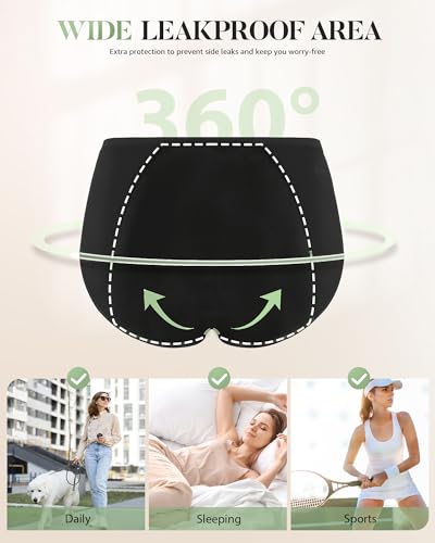 TANSTC Period Underwear for Women Heavy Flow Menstrual Panties 3 Pack - color: Black-3pcs, size: X-Large