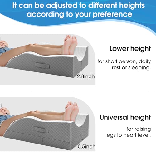 TranquilRelax Leg Elevation Pillows for After Surgery, Wedge Pillow, Grey - color: Grey, size: Double Leg