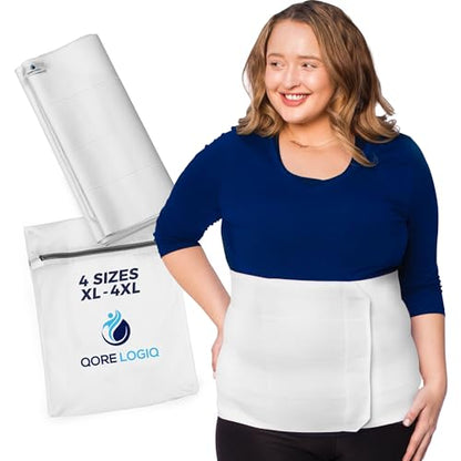 QORE LOGIQ Plus Size Abdominal Binder Post Surgery (White, XX-Large, 12") - color: White, size: XX-Large