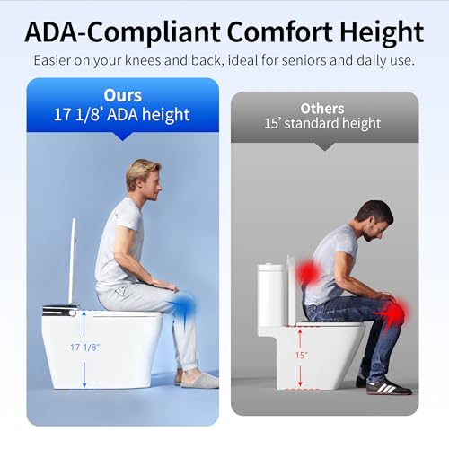 DeerValley Bidet Toilet, 1000g MaP Auto Flush, Foam Shield, ADA Seat Height - color: Solid White