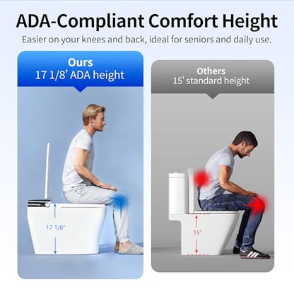 DeerValley Bidet Toilet, 1000g MaP Auto Flush, Foam Shield, ADA Seat Height - color: Solid White