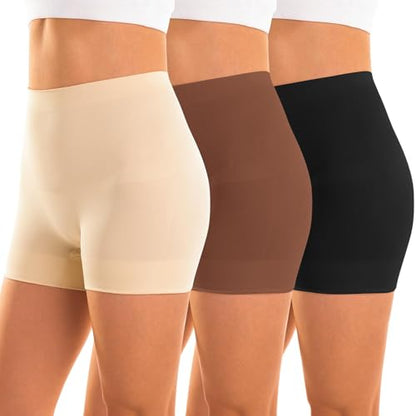 INNERSY Women's Tummy Control Shapewear Shorts Underwear 3-Pack - color: Earthtones, size: Small
