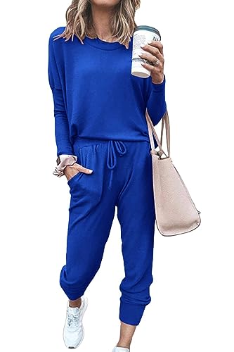 PRETTYGARDEN Travel Outfit Women 2 Piece Lounge Sets - color: Blue, size: 3X-Large