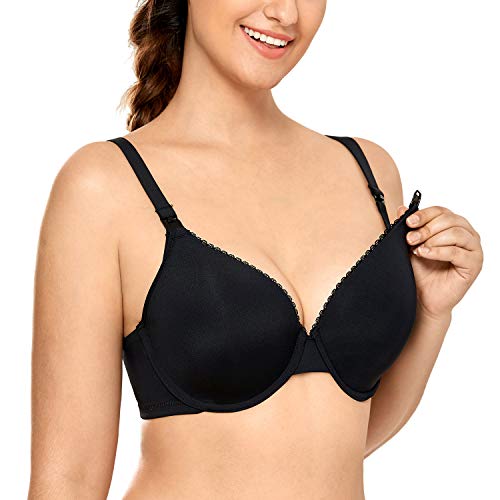 CALVENA Women's Lightly Padded Nursing Bra - color: Black, size: 40F
