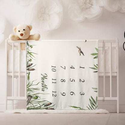 Preboun Mallard Duck Baby Monthly Milestone Blanket 40"x60", Felt Marker