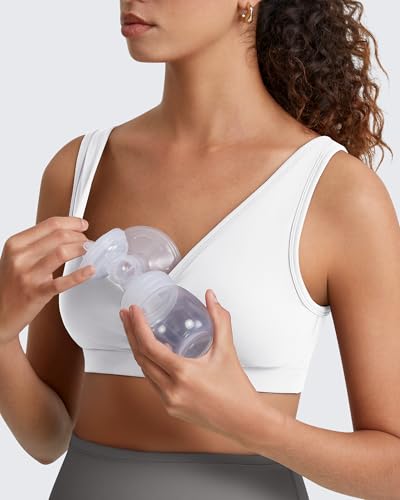 G4Free BareFeel Maternity Bra Wireless Nursing for Breastfeeding V Neck - color: Pure White, size: Medium
