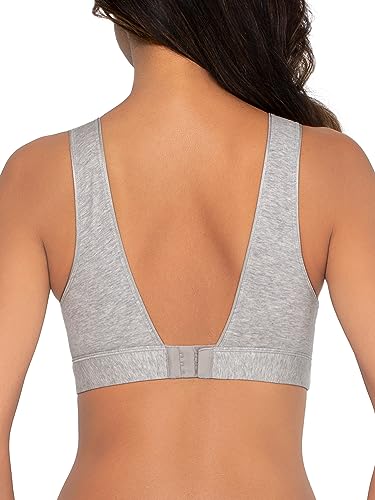 Fruit of The Loom Women's 2-Pack Full Coverage Wireless Cotton Bra - Soft & Everyday Comfort - color: Grey Heather/Black Hue, size: Medium