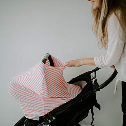 Parker Baby Co. Multi-Use Cover: Carseat Cover, Nursing Cover - Navy Stripe - color: White, Navy Stripes