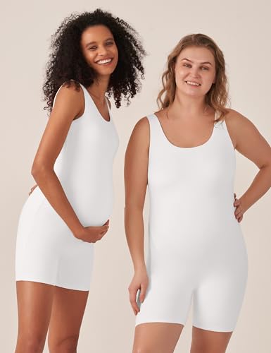 POSHDIVAH Maternity Romper Shorts Double Lined Jumpsuit - color: White, size: XX-Large