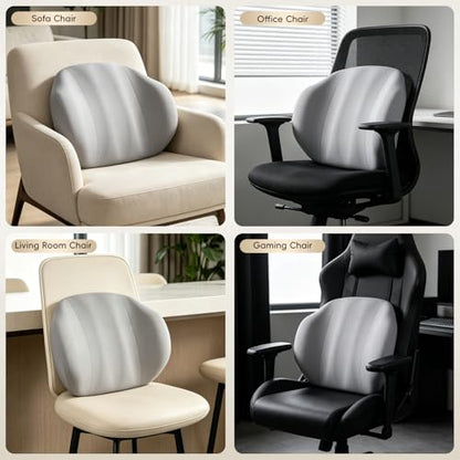 BEBAS Ergonomic Memory Foam Lumbar Support Pillow for Car & Office, Gray - color: Gray