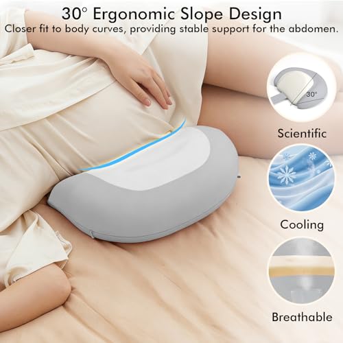 Pregnancy Pillows for Sleeping, Memory Foam Cooling Maternity Wedge Pillow - color: Grey