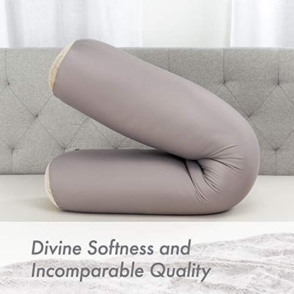 Microbead Body Pillow, Side Sleeping & Pregnancy, 48x8 in, Stone Grey - color: Stone Grey, size: Pillow & Cover