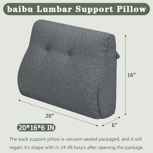 baibu Patented Dual-Layer Memory Foam Lumbar Pillow for Recliner, Dark Grey - color: Dark Grey