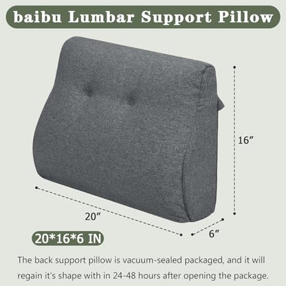 baibu Patented Dual-Layer Memory Foam Lumbar Pillow for Recliner, Dark Grey - color: Dark Grey