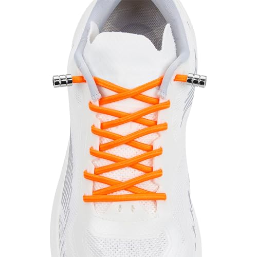 Elastic No Tie Shoelaces For Kids & Adults Sneakers，One Size Fits All - color: 1 Pair Orange