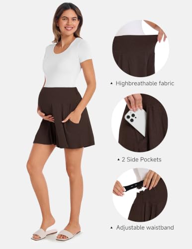 Viscose from Bamboo Maternity Loose Flowy Lounge Shorts - color: Coffee, size: Medium