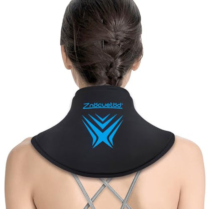Neck Ice Pack Wrap Reusable Gel Ice Packs for Cervical Injuries Pain Relief - style: Neck-Black