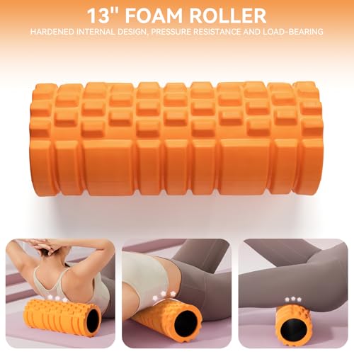 Krightlink 5 in 1 Foam Roller Set Trigger Point Exercise Foam Roller - color: Orange Black