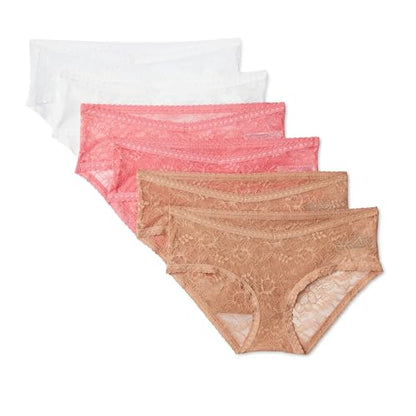Amazon Essentials Women's Maternity Under Bump All over Stretch Lace Brief, Pack of 6 - color: White / Rose / Washed Bronze, size: X-Small