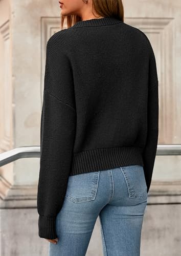 NALANISA Women's Chunky Knit Zipper Cardigan Sweaters 2026 Fall Open Front - color: Black, size: X-Large