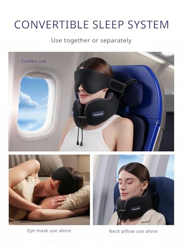 Travel Pillow, Neck Pillow Airplane for Long Flight Sleeping - color: Black & Grey, size: U-Shaped Pillow