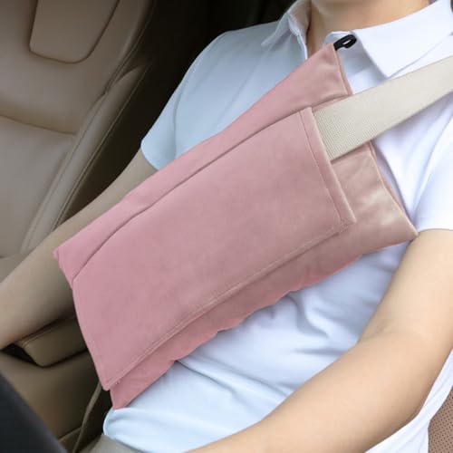 Post Surgery SeatBelt Pillow for Pregnancy Mastectomy Hysterectomy Recovery - color: Pink